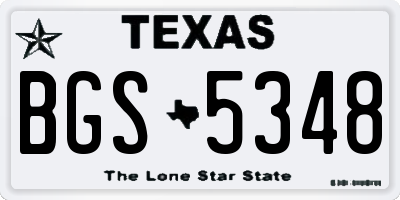 TX license plate BGS5348