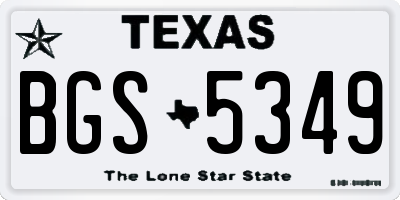 TX license plate BGS5349