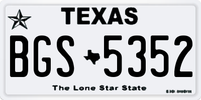 TX license plate BGS5352