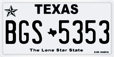 TX license plate BGS5353