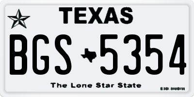 TX license plate BGS5354
