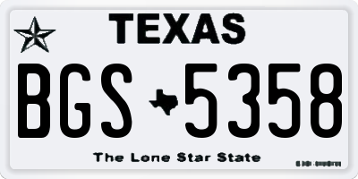 TX license plate BGS5358