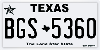 TX license plate BGS5360