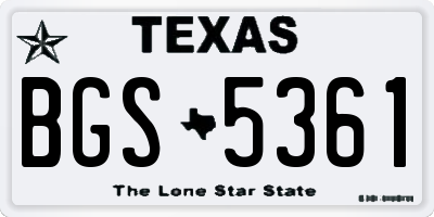 TX license plate BGS5361