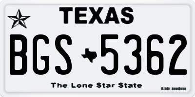 TX license plate BGS5362