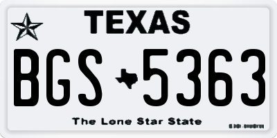 TX license plate BGS5363