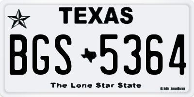 TX license plate BGS5364
