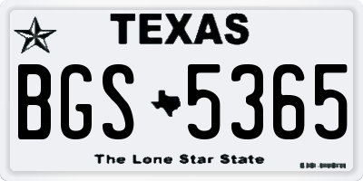 TX license plate BGS5365