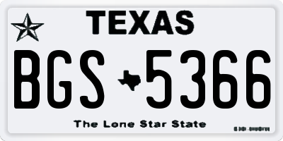 TX license plate BGS5366