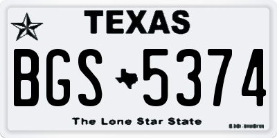 TX license plate BGS5374