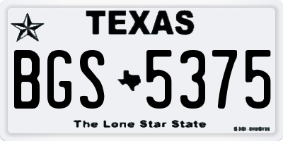 TX license plate BGS5375