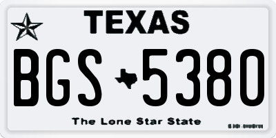 TX license plate BGS5380