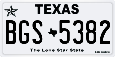 TX license plate BGS5382