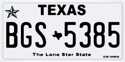 TX license plate BGS5385