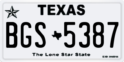TX license plate BGS5387