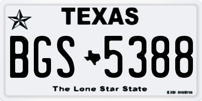 TX license plate BGS5388