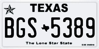 TX license plate BGS5389