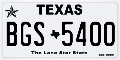 TX license plate BGS5400