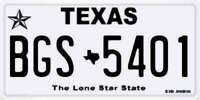 TX license plate BGS5401