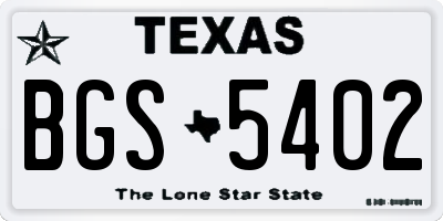 TX license plate BGS5402