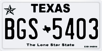 TX license plate BGS5403