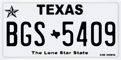 TX license plate BGS5409