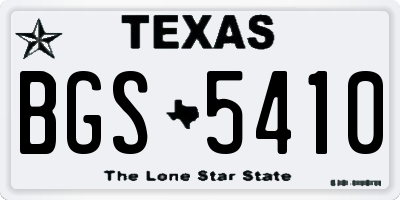 TX license plate BGS5410