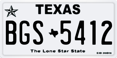 TX license plate BGS5412