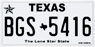 TX license plate BGS5416