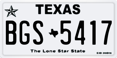 TX license plate BGS5417