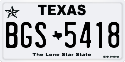 TX license plate BGS5418