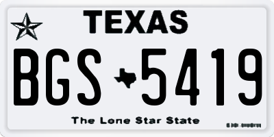 TX license plate BGS5419