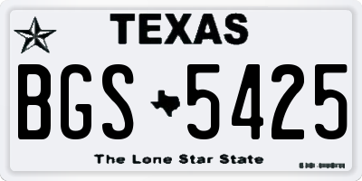 TX license plate BGS5425