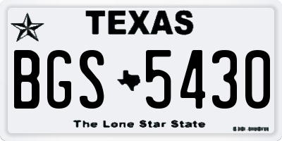 TX license plate BGS5430