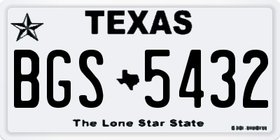 TX license plate BGS5432