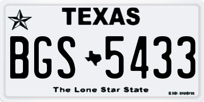 TX license plate BGS5433