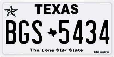 TX license plate BGS5434