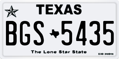 TX license plate BGS5435