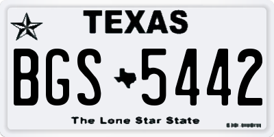 TX license plate BGS5442
