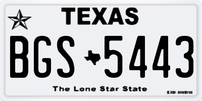 TX license plate BGS5443