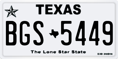 TX license plate BGS5449