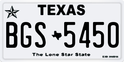 TX license plate BGS5450