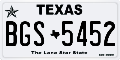TX license plate BGS5452