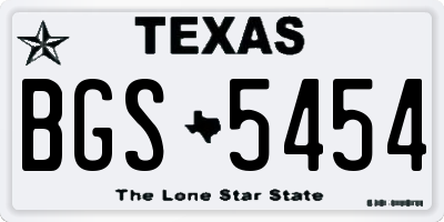TX license plate BGS5454