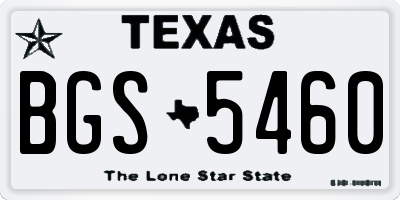 TX license plate BGS5460