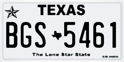 TX license plate BGS5461