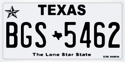 TX license plate BGS5462