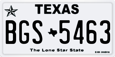 TX license plate BGS5463