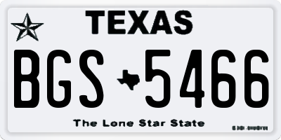 TX license plate BGS5466