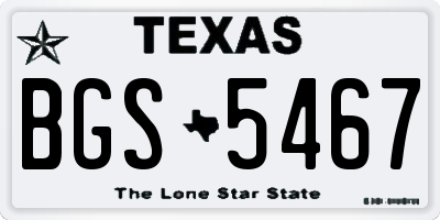 TX license plate BGS5467